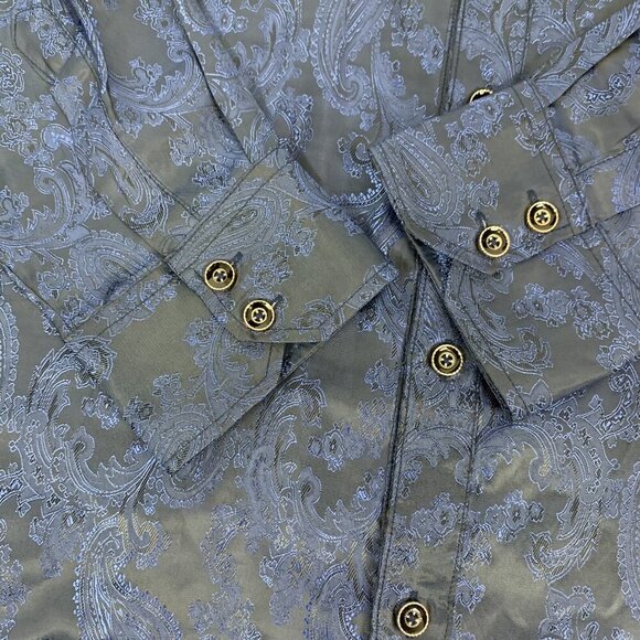 Coofandy Button Down Shirt XL Blue Long Sleeve Dress Casual - Picture 5 of 6